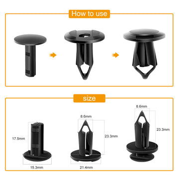 150 Pcs Push-Type Bumper Fasteners Rivet Clips
